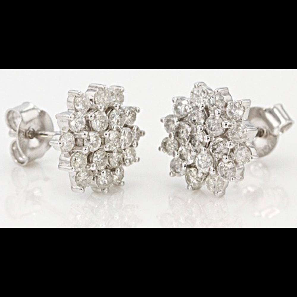 1.25 White Diamond 10k White Gold Earrings
